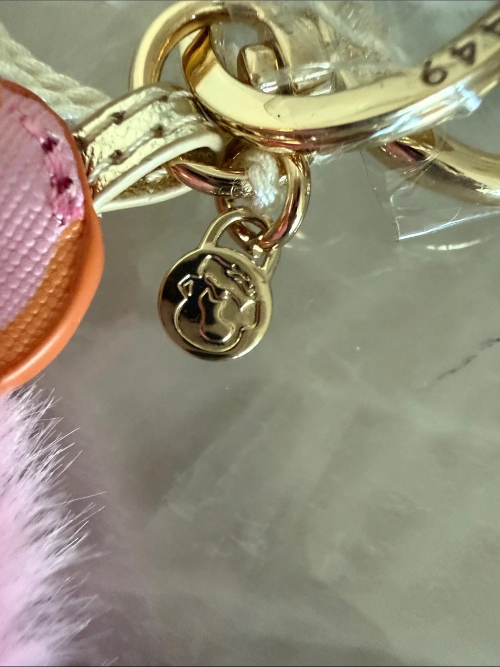 Spartina Pink  Flamingo poof keychain NWT